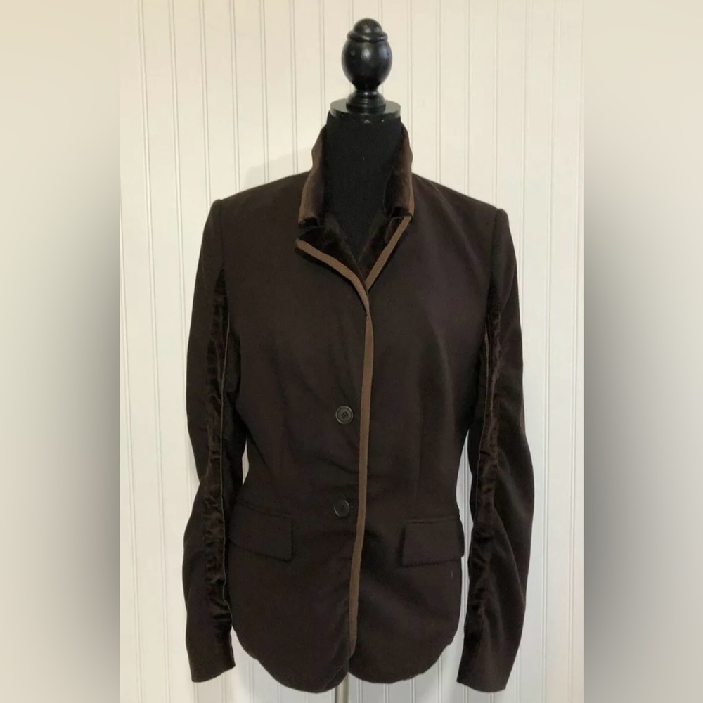 Lea Rome Brown Blazer Jacket Womens Size Large 12 42 Made in France Equestrian
